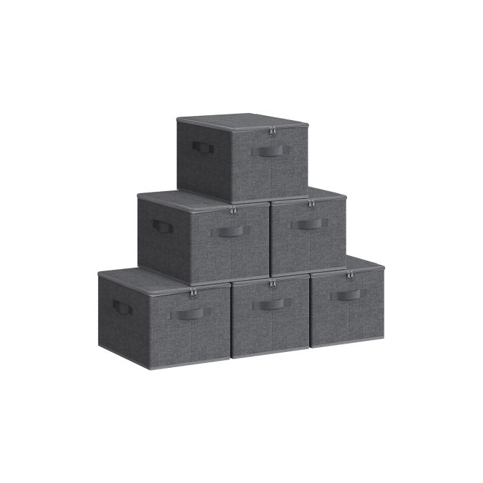 Storage Boxes - MARVAS Foldable Organiser Set of 6 Slate Grey