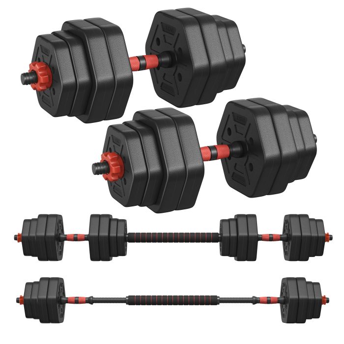 TEPOPA 30 kg Dumbbell Set with Connecting Bar - Ink Black