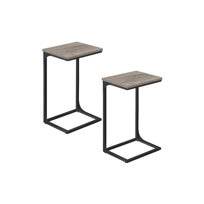 Side Tables - ARCNZA C-Shaped Set of 2 Tables Heather Greige Black