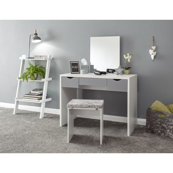 Dressing Table - ELIZABETH Dresser White and Grey 100cm
