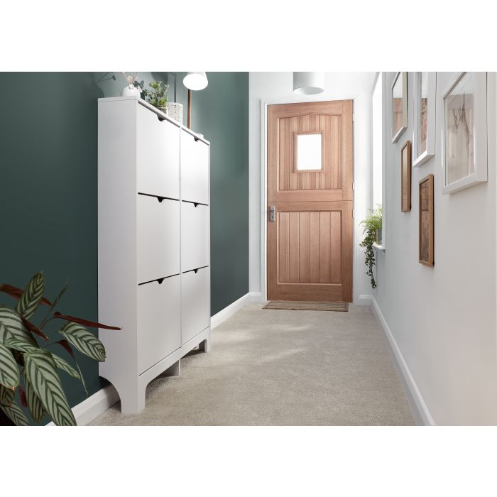 Narrow 6 Drawer Shoe Cabinet White