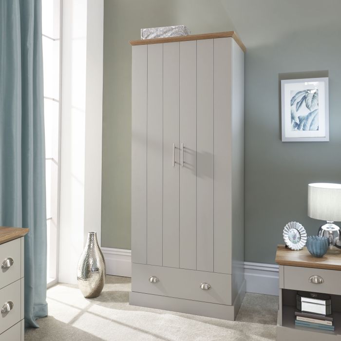 Wardrobe - KESWICK 2 Door Wardrobe Grey 78cm