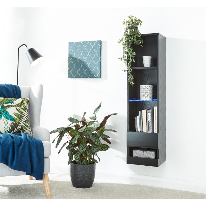 Galicia Tall Shelf Unit With Led Black