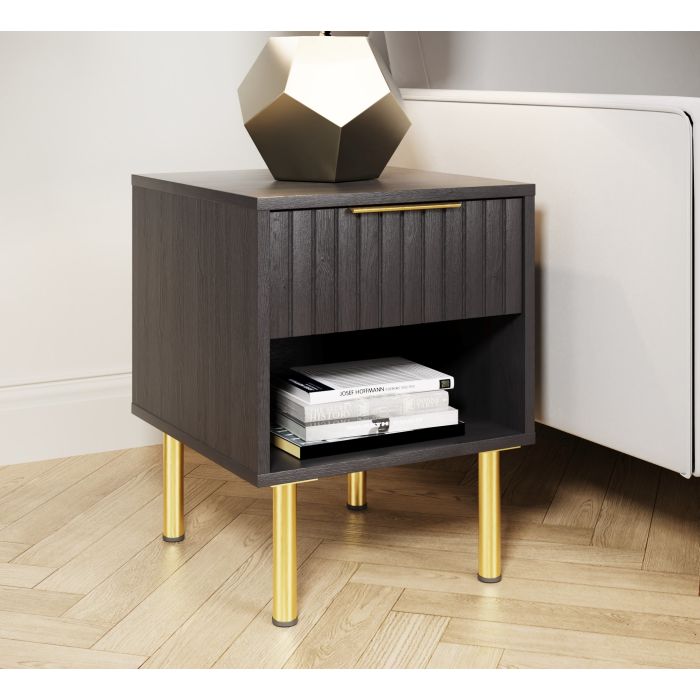 Metropolitan Bliss 1 Drawer Lamp Table - Black