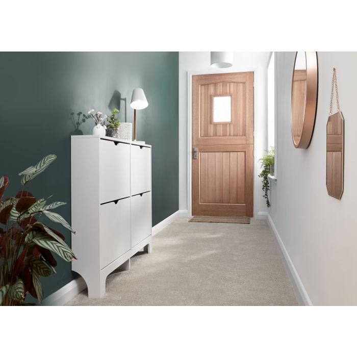 Narrow 4 Drawer Shoe Cabinet White