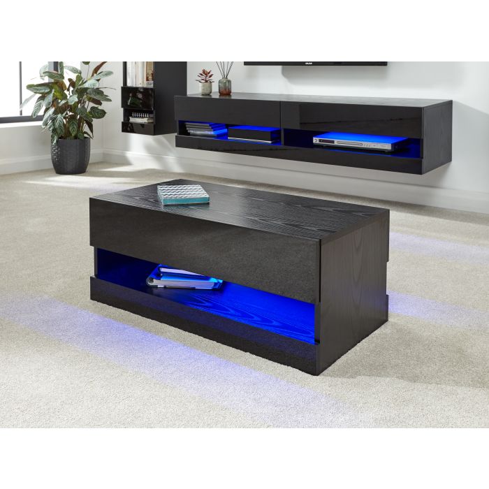 Galicia Coffee Table With Led Black