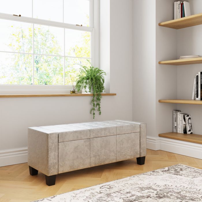 Verona Ottoman Bench Oyster Crushed Velvet