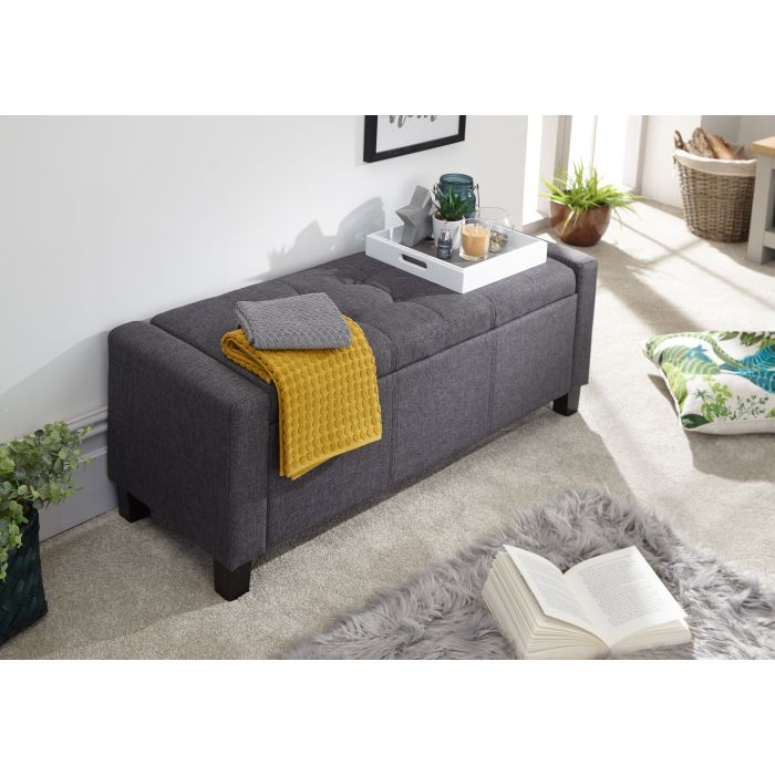 Verona Ottoman Bench Charcoal Grey Fabric