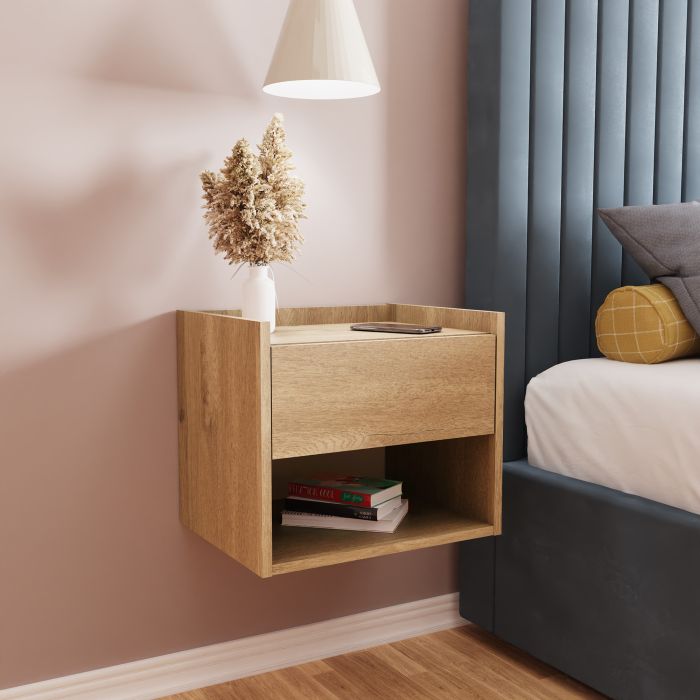 Bedside Table - HARMONY Nightstand Oak 42.5cm