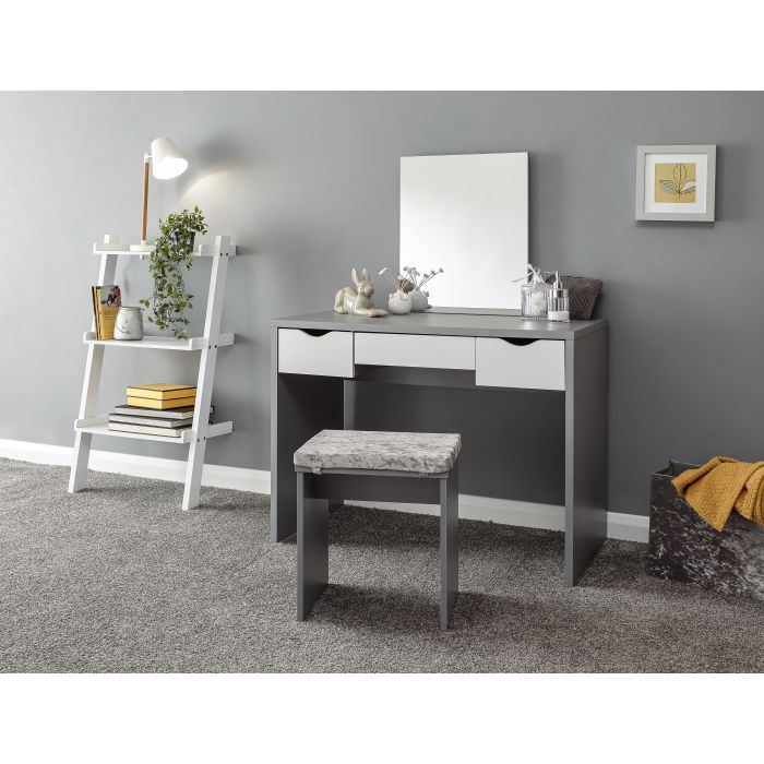 Dressing Table - ELIZABETH Dresser Grey and White 100cm