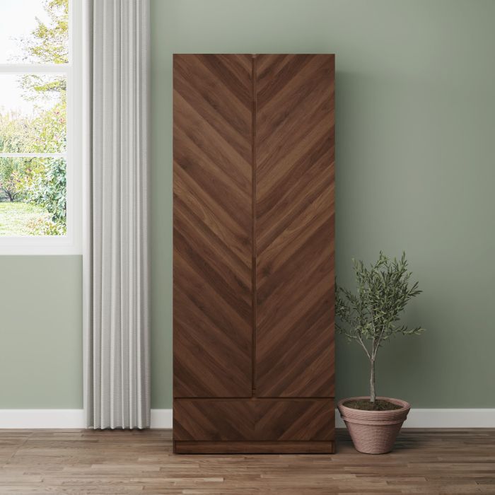 Wardrobe - CHARLESTON 2 Door Wardrobe Walnut 79cm