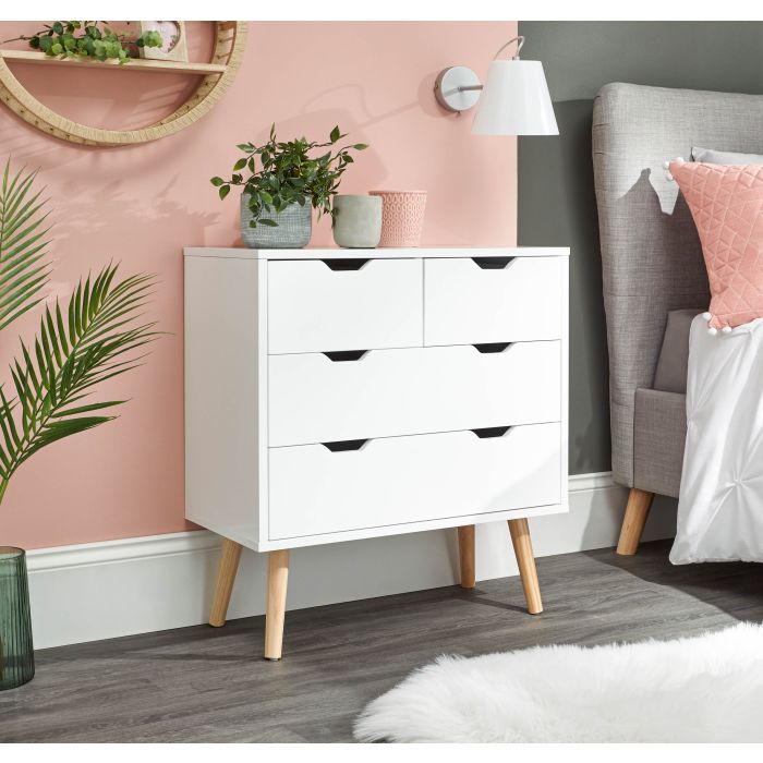 NORTHBAY White Chest of Drawers - Small-sized, 4 Drawers