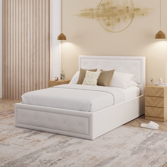 Hollywood Kingsize Bed 150cm Gas Lift White