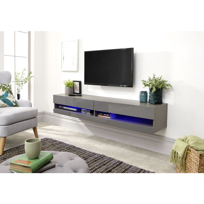 Galicia Wall-Mounted Grey TV Unit - 150CM TV Unit