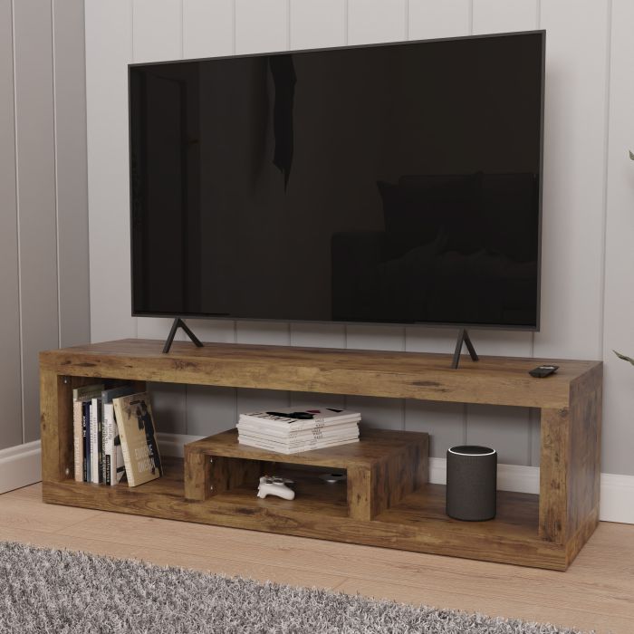 TV Stand - Dunbar Lowboard TV Unit Dark Mango Wood Finish Mango