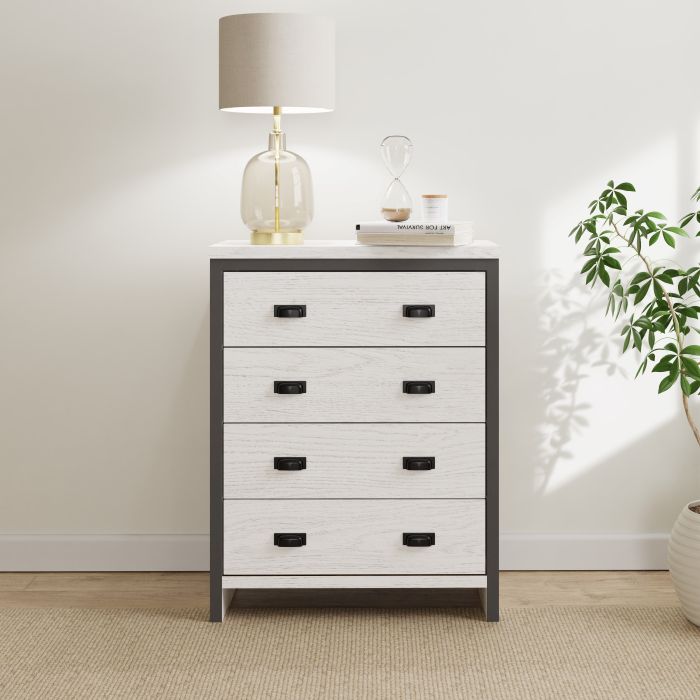 BELONA White Chest of Drawers - Medium-sized, 4 Drawers