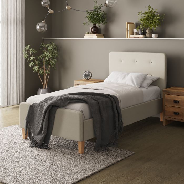 Ashbourne 3ft Single Upholstered Beds - Natural