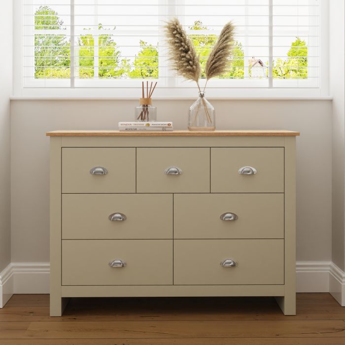 LEVIS Cream Chest of Drawers - Large-sized, 7 Drawers