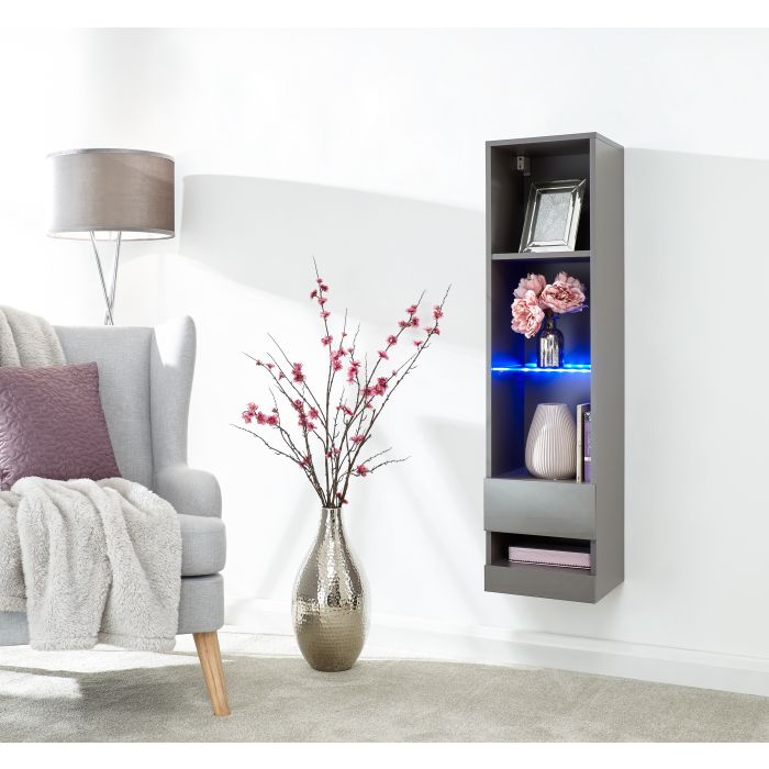 Galicia Tall Shelf Unit With Led Grey