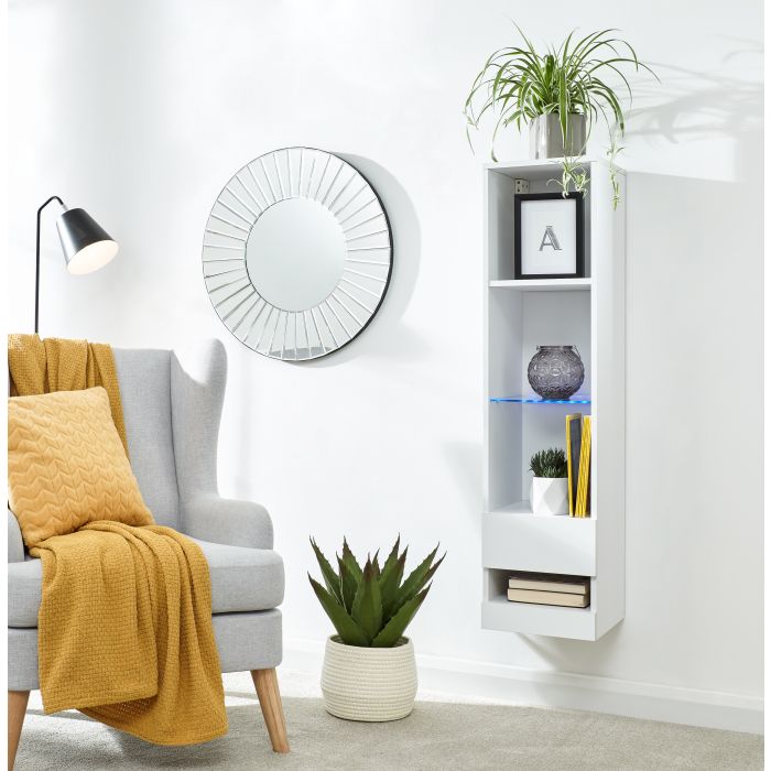 Galicia Tall Shelf Unit With Led White