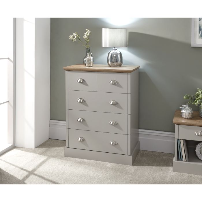 KESWICK Grey Chest of Drawers - Medium-sized, 5 Drawers