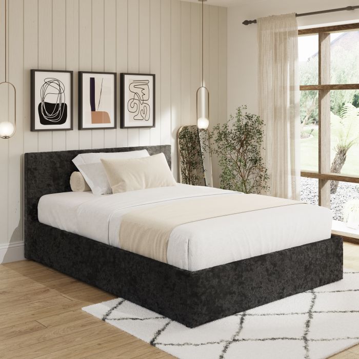 ENLIX Kingsize End Lift Ottoman Bed with Storage - Black