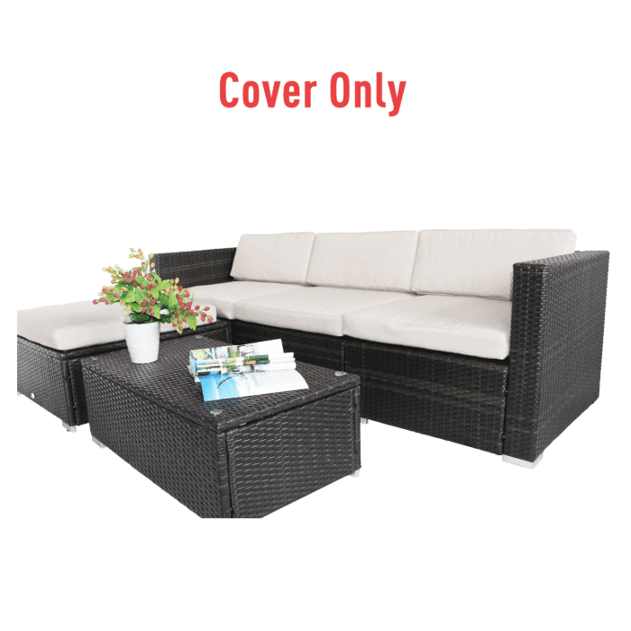 7 Pcs Rattan Furniture Cushion Cover Set - Cream