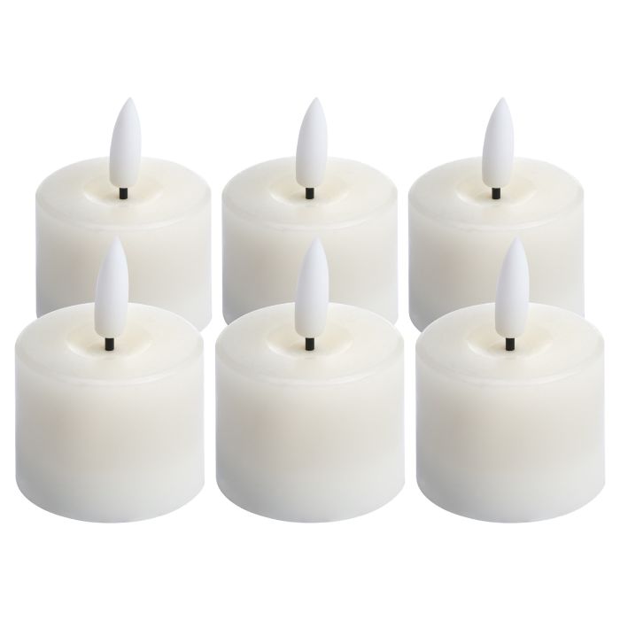 Delux Collection Set Of 6 Natural Glow Led Tealight Candles