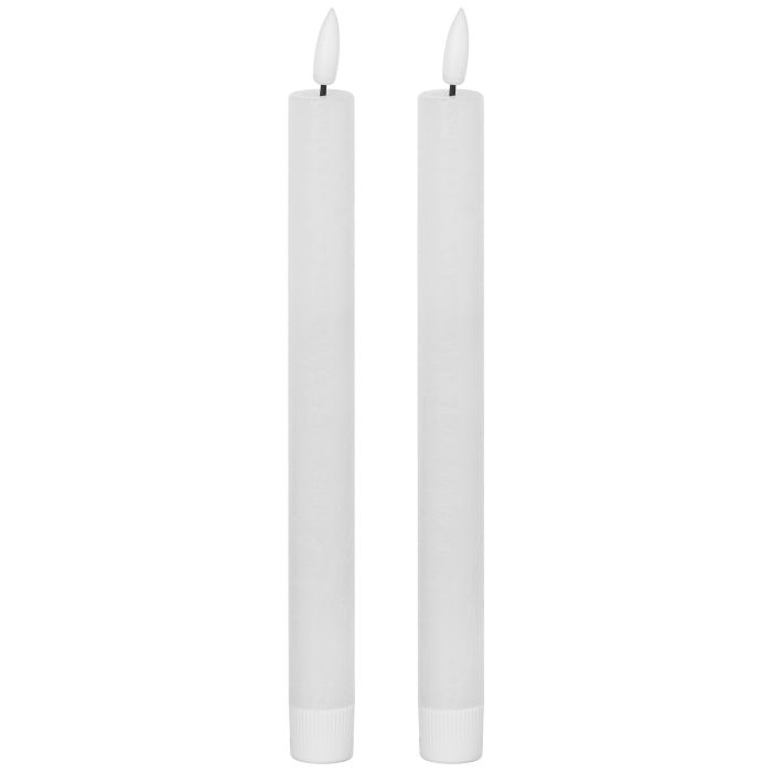 Delux Collection Natural Glow Set of 2 LED Dinner Candles - White
