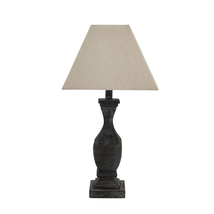 Incia Fluted Wooden Table Lamp - Brown