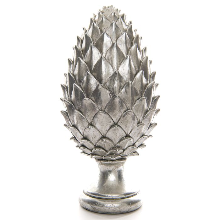 Tall Silver Pinecone Finial - Large