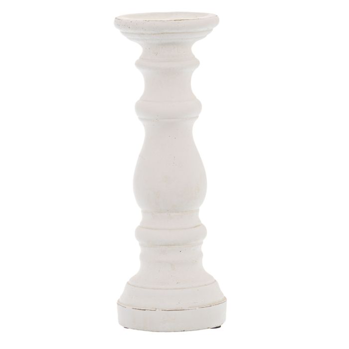 Matt White Ceramic Column Candle Holder - Small