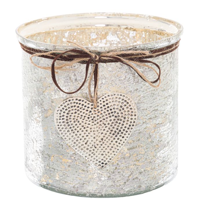 Mercury Hammered Heart Candle Holder - Large