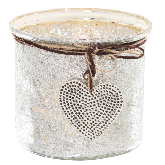 Murcury Hammered Heart Candle Holder - Medium