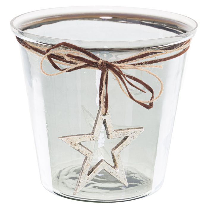 Smoked Midnight Hammered Star Candle Holder - Large