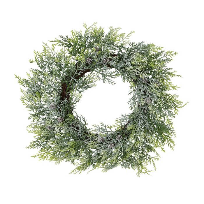 Brian Collection Frosted Pine Wreath With Pinecones