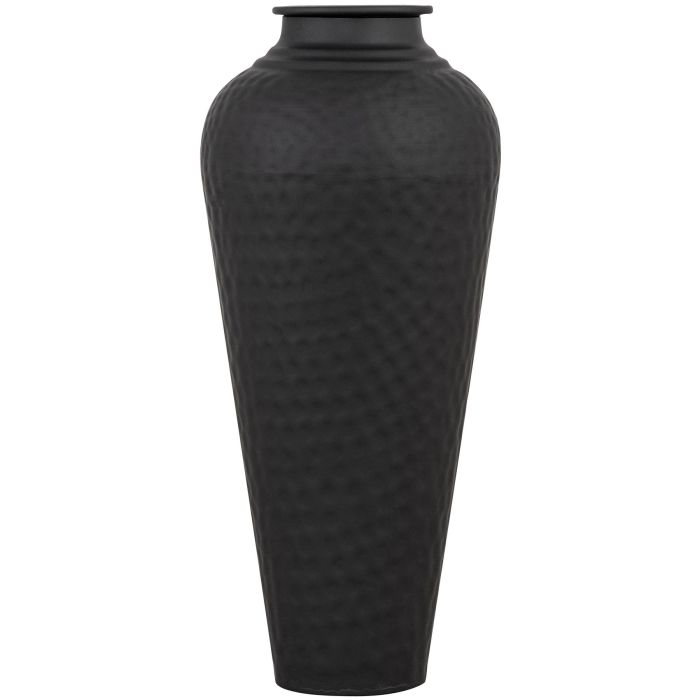 Hammered Vase With Lid - Matt Black