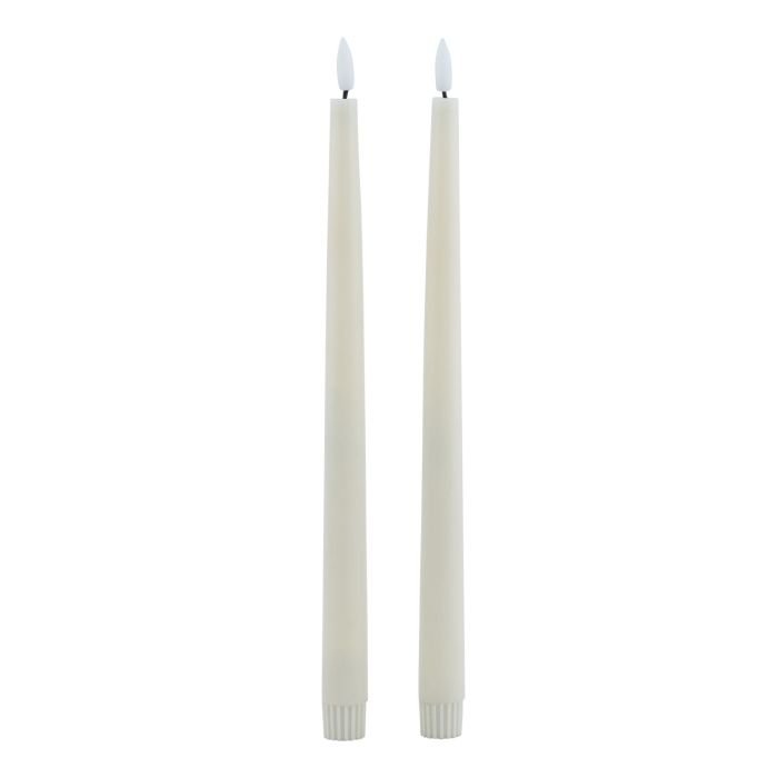 Delux Collection S/2 LED Wax Dinner Candles - Taupe