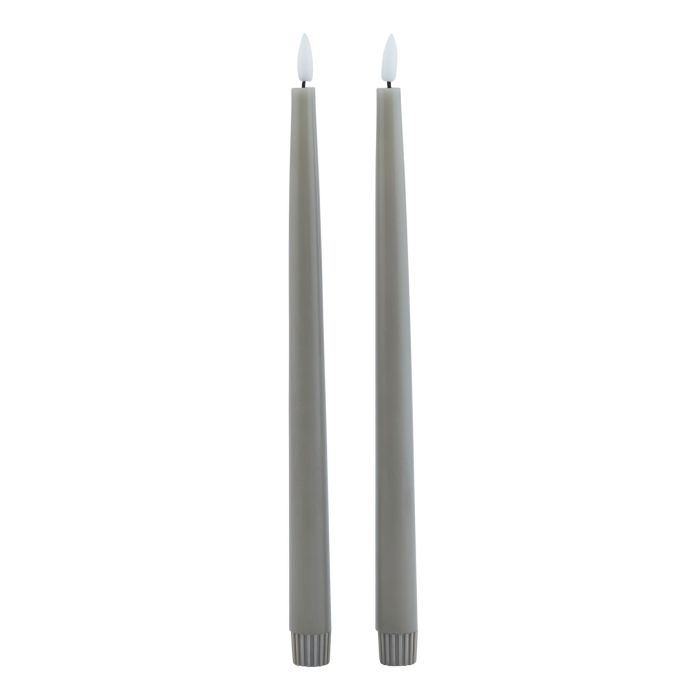 Delux Collection S/2 LED Wax Dinner Candles - Grey