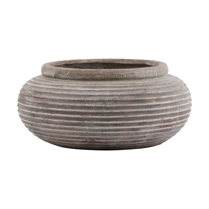Owen Collection Round Ribbed Planter - Brown