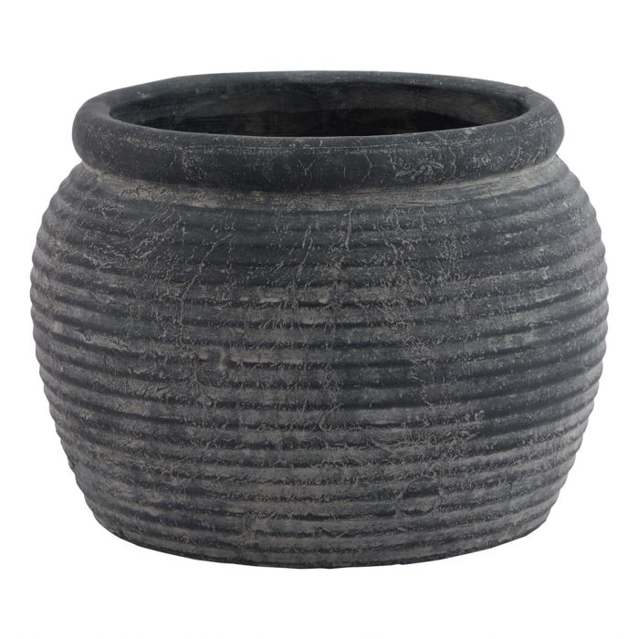 Rimmed Large Plant Pot - Grey