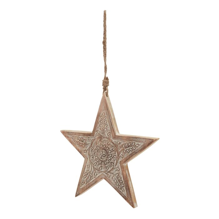 Natu Wooden Patterned Hanging Star - Large