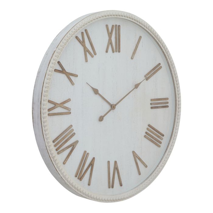Rustic White Clock With Beaded Frame - Large