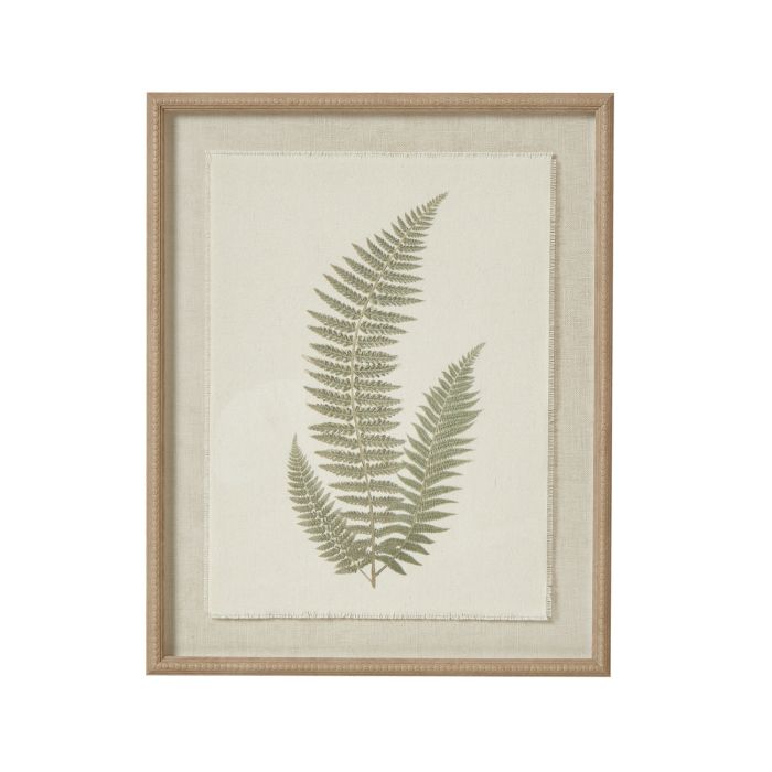 Fern Art On Textured Paper In Beaded Frame
