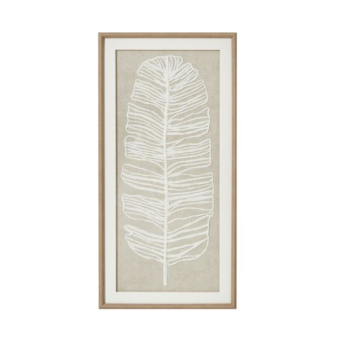 Plume White Feather Art In Beaded Frame - Large