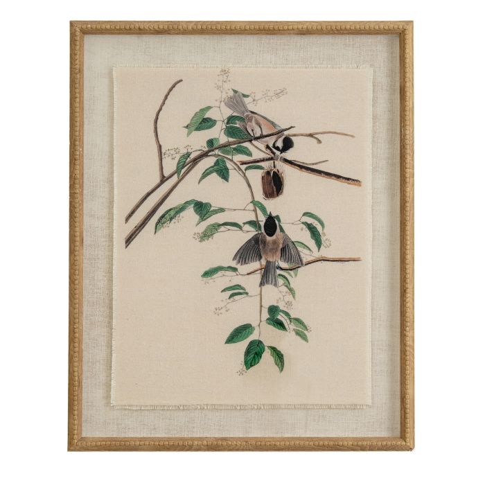 Flor Chickadees Art In Beaded Frame