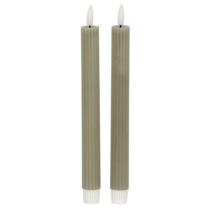 Luxo Natural Glow Sage Ribbed Taper Candles