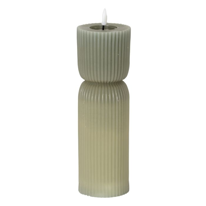 Nago Grey Carved LED Candle - 2.75x10