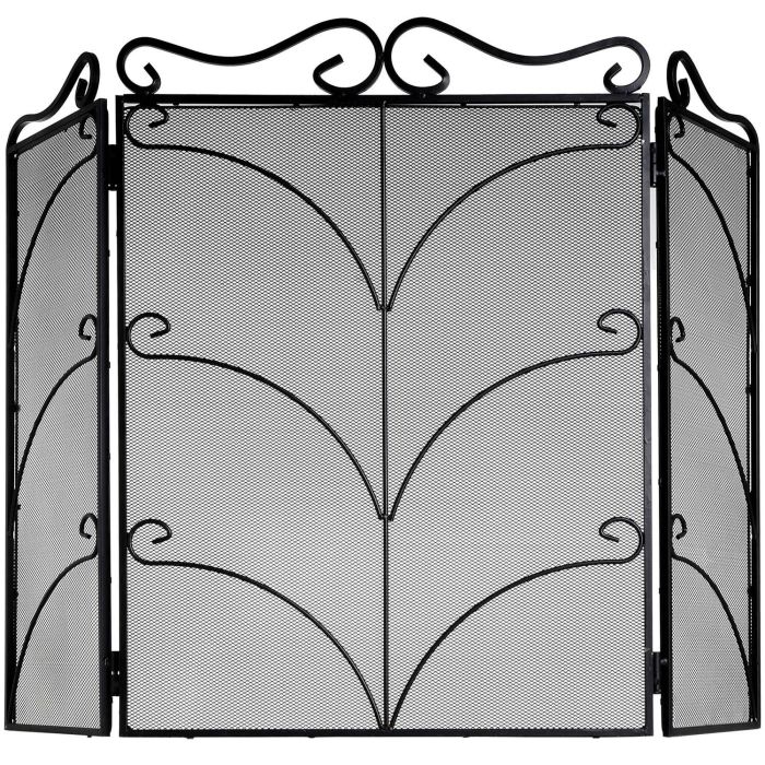 Heavy Large Ornate Fire Screen - Black