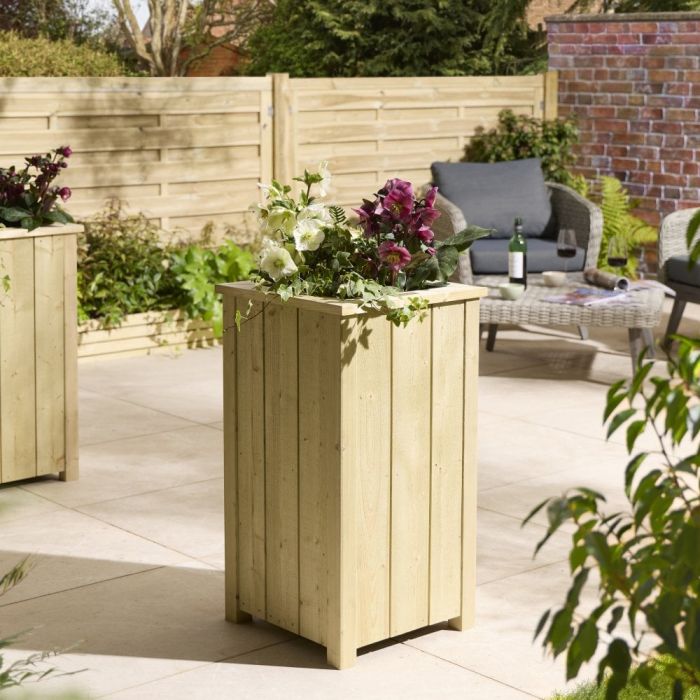 HAVENFORD Tall Square Garden Planter - Natural